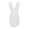 thumbnail image 3 of Seyurigaoka Women Summer Irregular Tie Up Dress, Sexy Sleeveless Solid Color V-neck Ruched One-piece, 3 of 9