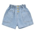 thumbnail image 6 of MKOSPLRT High Waisted Jean Shorts Kids Girls 2-12 Years Casual Paper Bag Denim Shorts Baggy Wide Leg Shorts with Pockets Birthday Gifts, 6 of 7