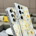thumbnail image 3 of for Samsung Galaxy S25 Ultra Case with Real Flower, Cute Glitter Aesthetic Floral Pattern Slim Soft TPU Bumper Shockproof Protective Women Girly Phone Cover for Galaxy S25 Ultra, White/Gold, 3 of 6