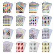 Kbraveo 13750 Counts 16 Styles Colorful Self-Adhesive Heart and Star Paper Sticker for DIY Crafts