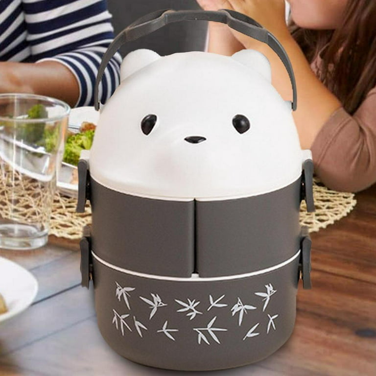 Tohuu Stackable Bento Box Leak Proof Large Capacity Eyeglass Bear Bento Box  Double Layer Portable Lunch Containers For Hot Food Vacuum Thermos Lunch  Box convenient 