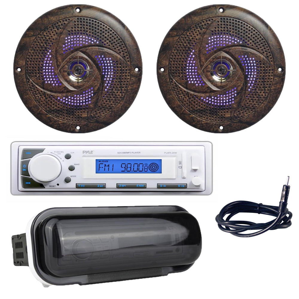 Pyle PLMR20W Marine Stereo Radio Headunit Receiver, 240W Camo Style Low