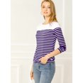 thumbnail image 4 of CamiseDe ManLarPaMujer bloque de colorrayas triple color simple PúrpuS, 4 of 6