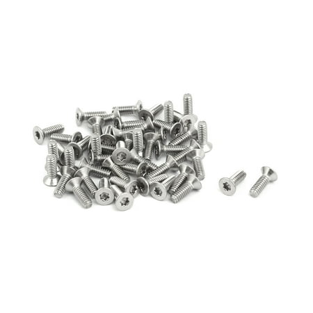 

M2x6mm 304 Stainless Steel Flat Head Torx Drive Type Screw Silver Tone 50pcs