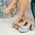 thumbnail image 6 of SACFOF Platform Sandals Women High Heels Fish Mouth Open Toe Platform Heels Chunky Heel Ankle Strap Wedding Party Dress Shoes, 6 of 6