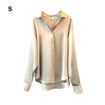thumbnail image 4 of Chemise Boutonnée Style Décontracté pour Femmes Voyage Randonnée Travail Réunion Polyester Blouse à Revers Manches Longues Vêtements Vêtements Champagne Abricot P, 4 of 9