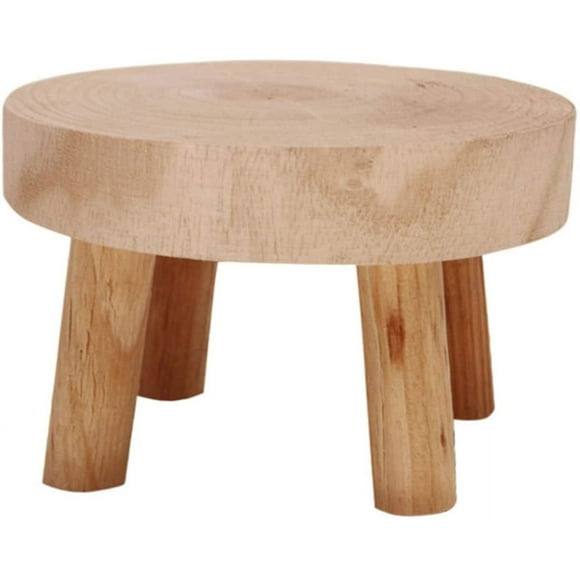 Petit Tabouret Rond en Bois, Porte-Pot de Jardin en Bois Massif, Tabourets de Jardin Présentoir Intérieur pour Bureau à Domicile