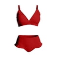 thumbnail image 6 of Tawop Womens Swimsuits Fashion Women's Solid Color with Chest Cushion and No Steel Support Loose Drawstring Split Swimsuit, 6 of 6