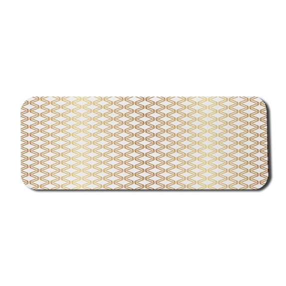 Geometric Computer Mouse Pad, Interwoven Style Hexagonal Shaped Models Forming Netted Pattern, Rectangle Non-Slip Rubber Mousepad Large, 31" x 12" Gaming Size, Pale Camel White, by Ambesonne