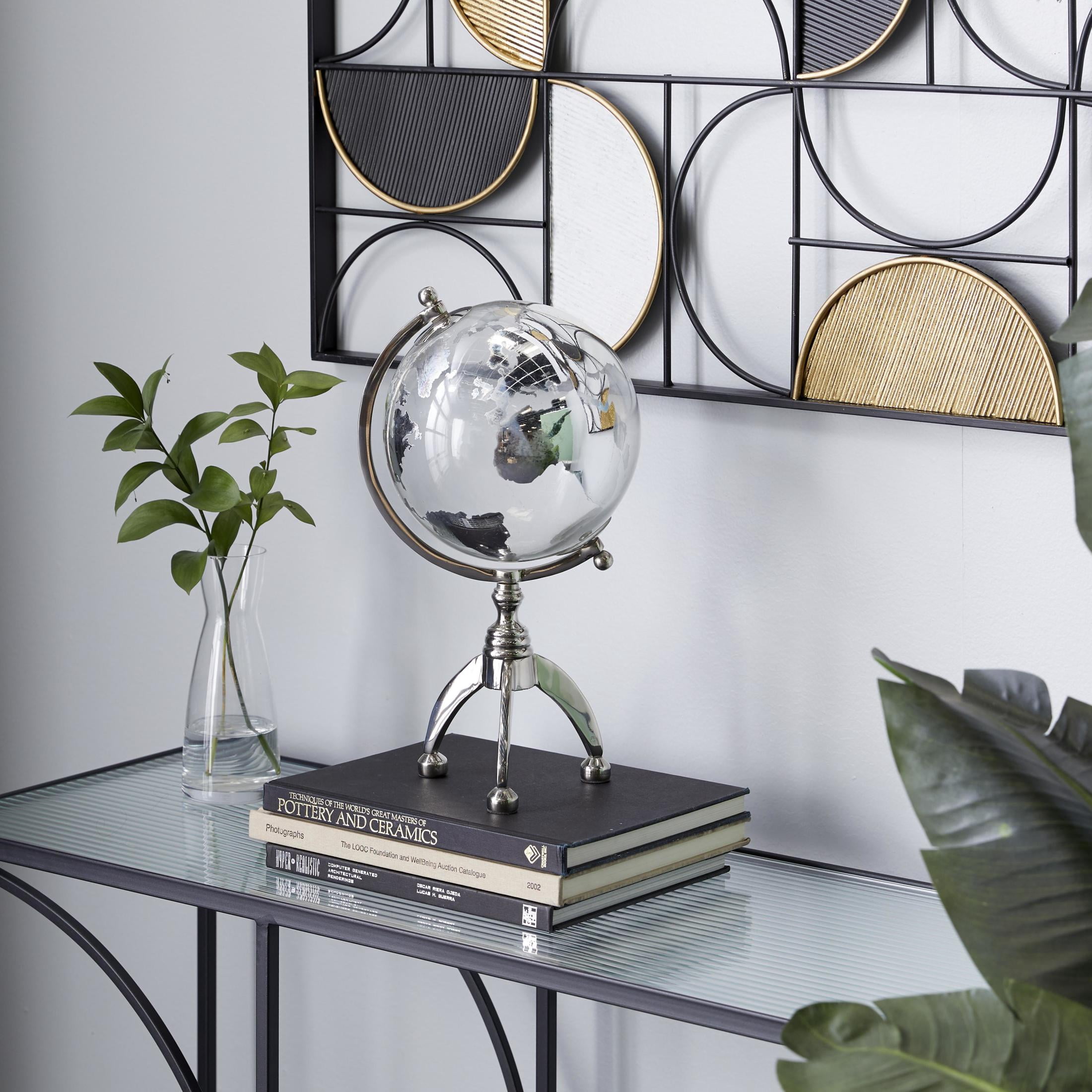 DecMode 9" Silver Globe with Glass Continents