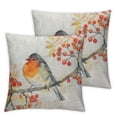 thumbnail image 2 of Acheng  Bird Tree Throw Pillow Covers Decorative Print Accent Pillow Case Colorful Cute Cushion for Farmhouse Bed Couch Decor Piped Edge Beige Orange,Set of 2 White, 2 of 6