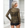 thumbnail image 6 of ZXSXSY Womens Rhinestone Leopard Print Mesh Long Sleeve Tops Crew Neck Sexy See Through Tee Shirts Party Club Blouse, 6 of 8