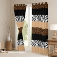 thumbnail image 3 of Manfei Zebra Cheetah Print Curtains Pack of 2 (42x84 Each), Geometric Stripe Curtains Blackout, Brown White Black Aesthetic Living Room Curtains for Girls, Luxury Home Decor, 3 of 6