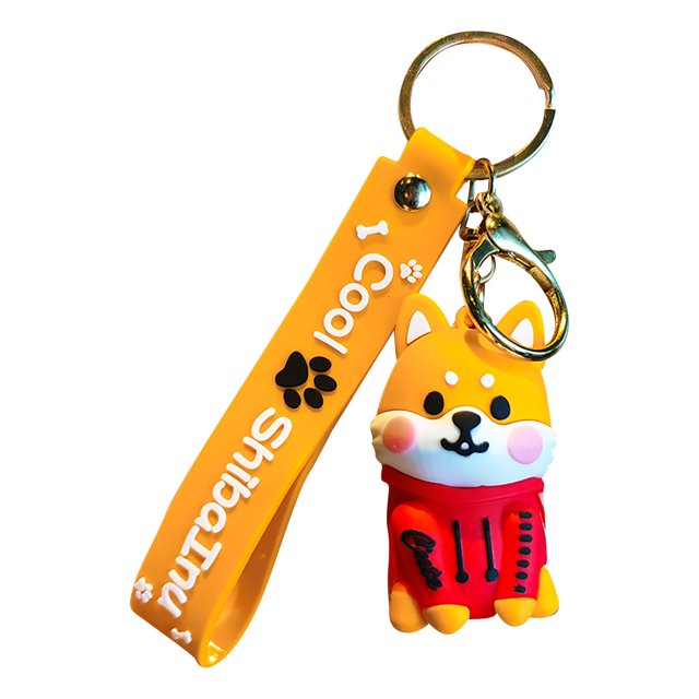 Cachorro de dibujos animados Llavero Pvc Corgi Muñeca Colgante Lindo Cachorro Coche Llavero
