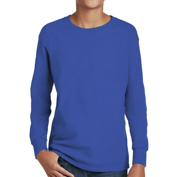 Gildan Kids Heavy Cotton Long Sleeve T-Shirt - 5400B Youth Tee - Boys Girls Classic Shirt XS-XL Unisex Gift