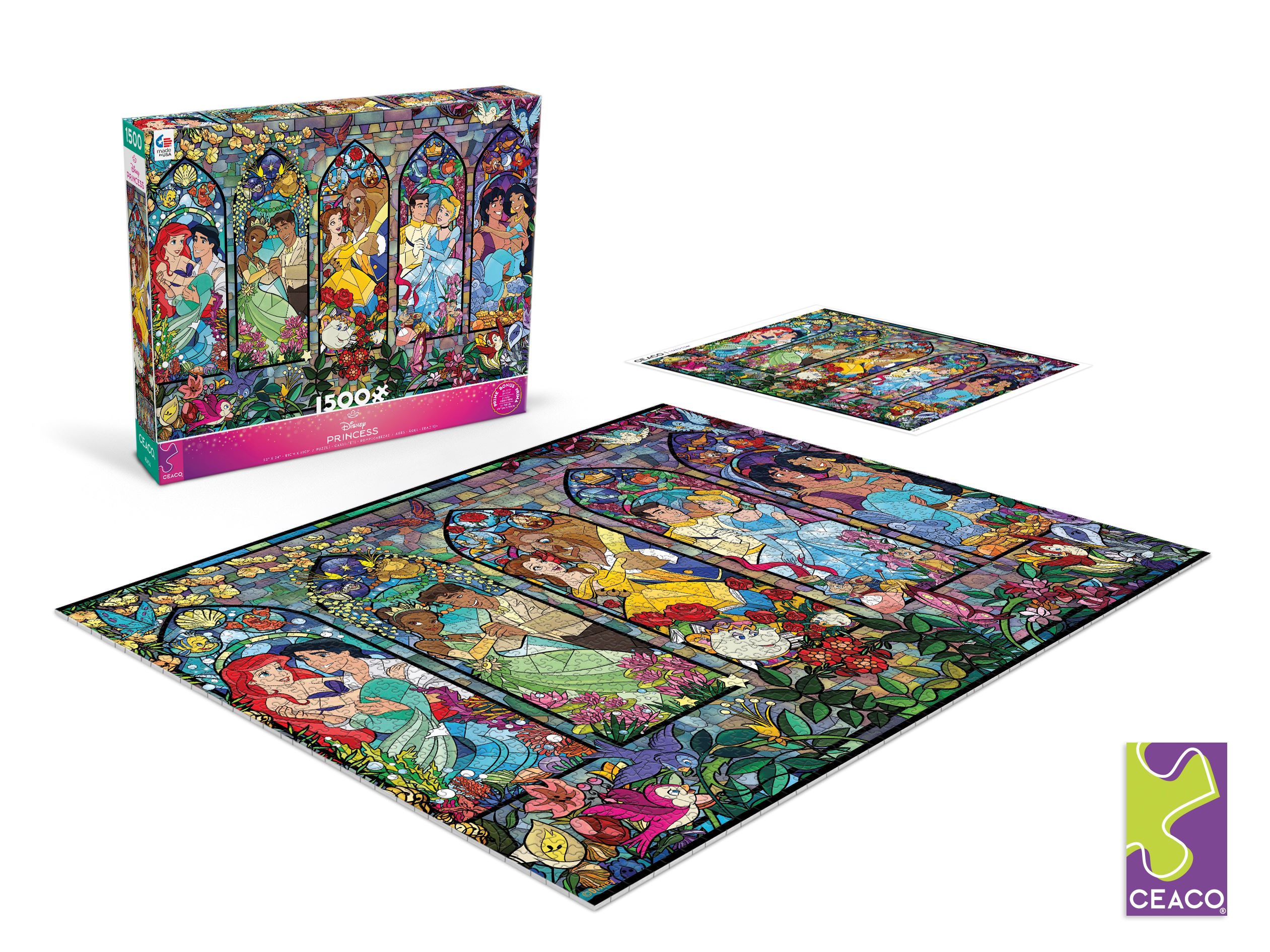 Ceaco Disney Princess Castle Royal Windows 1500 Piece Interlocking Jigsaw Puzzle