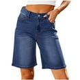 thumbnail image 2 of Taqqpue Bermuda Jean Shorts for Women High Waisted Trendy Stretchy Denim Shorts Knee Length Cutoff Loose Fit Long Shorts Summer Casual Jorts On Clearance, 2 of 8