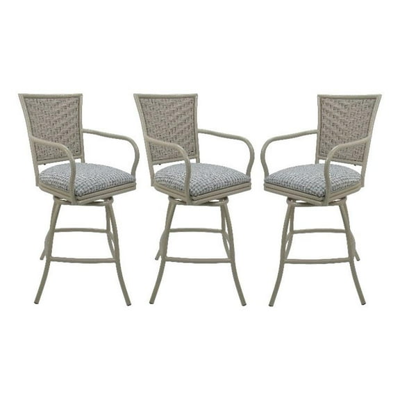 Set of 3 - Outdoor Indoor Counter 26" Bar Stool - Erin on Beige Frame