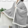 thumbnail image 5 of Fleece Wearable Blanket Cozy Warm Loungewear Plush Poncho Throw with Buttons Cape Wraps for Adults Teens Bed Sofa Office, 5 of 7
