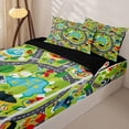 thumbnail image 3 of Manfei Boys City Map Zipper Full Size Comforter Sets with Fitted Sheet and 2 Pillowcases,Green Trees Pattern Zipper Bedding Set,Gray,Black Reversible,4pcs, 3 of 8