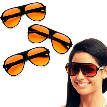 - 3X Pairs Pilot Blue Blocker Sunglasses Amber Lens Driving Glasses Eyewear Shades