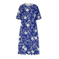 thumbnail image 4 of Karymi Wedding Guest Dresses for Women Floral Print Casual Midi Dress, 3/4 Sleeve Crew Neck Loose Babydoll Dress with gathered bust detail and Plus Size Available Cocktail Dresses for Women, 4 of 5