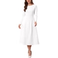 thumbnail image 2 of INSPIRE CHIC Women's Long Sleeve Dress Wedding Guest Formal Cocktail Crewneck A-Line Maxi Dress M White, 2 of 6