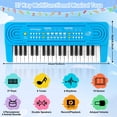 thumbnail image 2 of Teclado de piano Toy TWFRIC de 37 teclas con micrófono para niños, color azul, 2 of 7