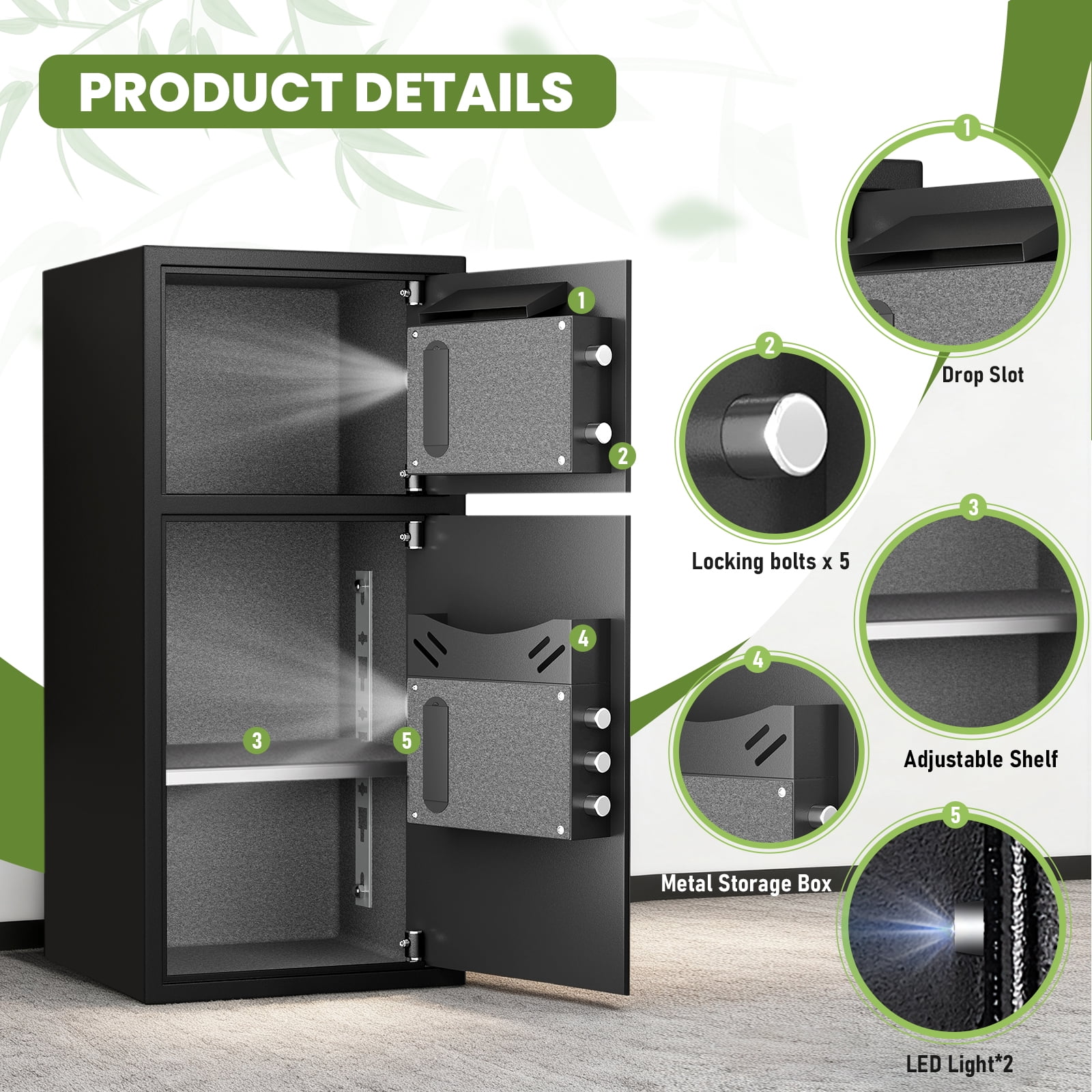 6.0 Cub Fireproof Home Safe Box, Digital Large Capacity Safe with Removable Shelves and Dual Alarm System, Fire Resistant for Home, Office, Bank