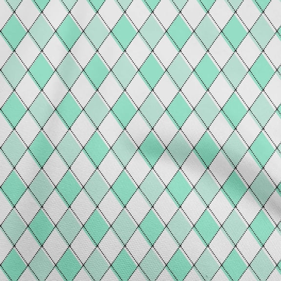 oneOone Cotton Flex Sea Green Fabric Argyle Sewing Fabric By The Yard Printed Diy Clothing Sewing Supplies 40 Inch Wide