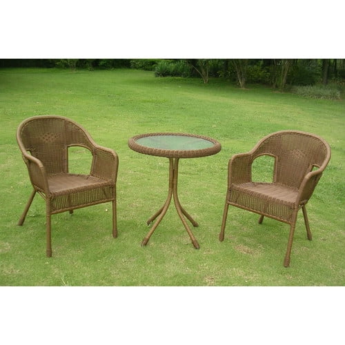 International Caravan Chelsea 3 Piece Wicker Resin Steel Patio Bistro Set by Atlantic Outdoor