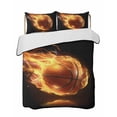 thumbnail image 2 of Basketball Queen Size Down Alternative Comforter, Lightweight Comforter Quilt Bedding Set with Pillow Shams Modern Buruning Flame Sport Black Background All Seasons Bed Comforter Duvet Insert 90"x96", 2 of 7