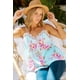 thumbnail image 1 of ABPHQTO Camisola con tiras de espagueti y patchwork de encaje con estampado floral azul cielo para mujer, 1 of 5