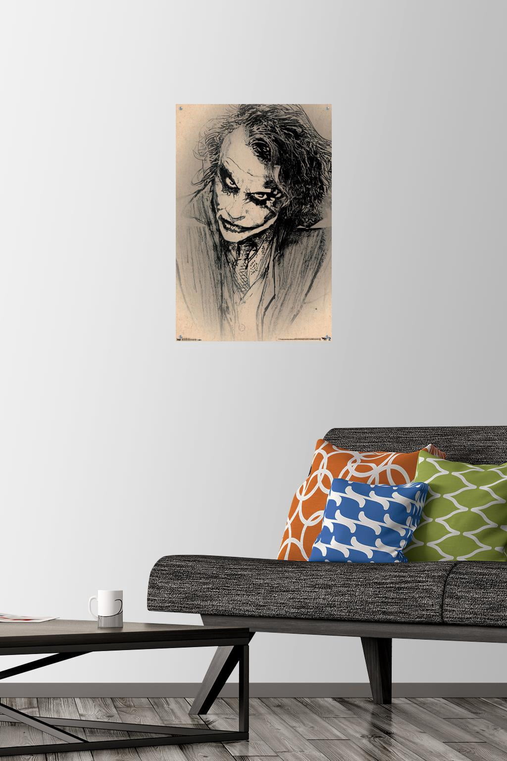 DC Comics Movie - The Dark Knight - The Joker - Sketch Wall Poster with Push Pins, 14.725" x 22.375"