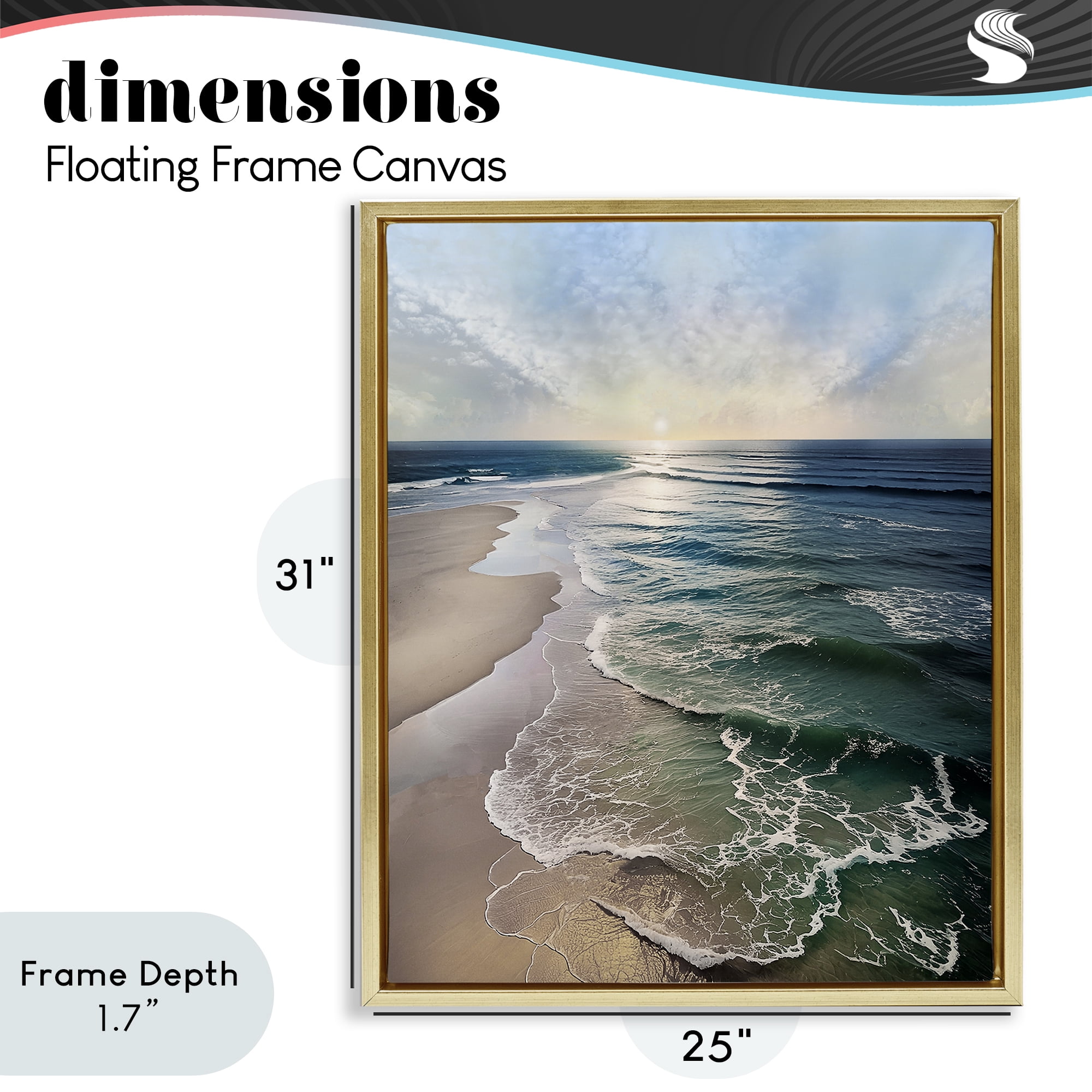Stupell Industries Tranquil Shoreline with Soft Light Gold Framed Floater Canvas Wall Art, design by Mike Calascibetta