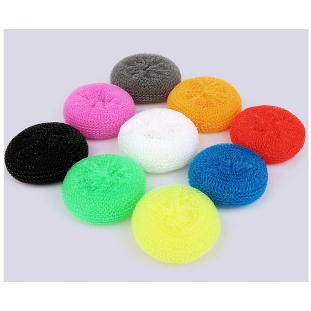 20 cepillos redondos de plástico para lavar platos, cepillos de cocina para fregar platos, sartenes y ollas, estropajo de malla reutilizable para la limpieza del hogar.