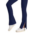thumbnail image 3 of Pantalones de yoga con abertura lateral, cintura en V, control de barriga, pantalones de baile elásticos de color puro para mujer, azul oscuro S, 3 of 5
