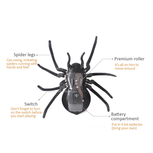 Juguete de araña de simulación con control remoto, juguete de araña de simulación con control remoto, decoración para fiesta de Navidad y Halloween, juguete de araña de simulación multifuncional