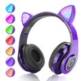 thumbnail image 1 of Auriculares Bluetooth 5.0, TSV Auriculares inalámbricos con orejas de gato Over-Ear, Auriculares ple, 1 of 6