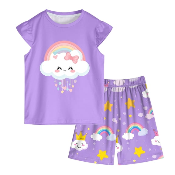 UAYOTSE 1T 2T 3T 4T 5T 6T Toddler Baby Girl Summer Clothes Set Short Sleeve T-shirt Tops Floral Bottom Pants Little Kids Outfits 2Pcs,Sizes 6-7 Years