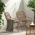 thumbnail image 2 of GDF Studio Barrister Outdoor Wicker Accent Chairs, Set of 2, Light Brown, 2 of 7