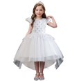 thumbnail image 3 of XBASW Kids Toddler Flower Girl Tulle Dress Baby Trailing Princess Dress 4-12 Years Bridesmaid Birthday Performance Gown for Girls, 3 of 10