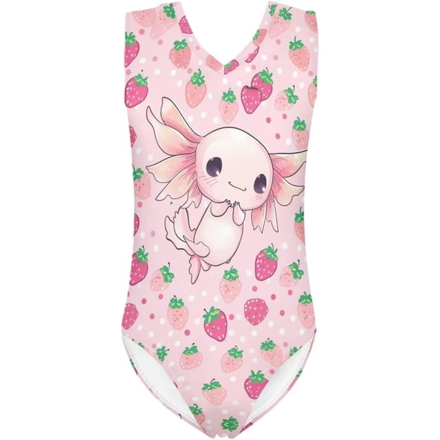Maillot de Bain une Pièce pour Filles 3-14 Col en V Maillot Sans Manches