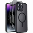 thumbnail image 1 of wonima11 Designed for iPhone 14 Pro Max Case, Compatible with MagSafe, with Privacy Screen Protectors X2, [Camera Protection] [15FT Military Drop Protection] Shockproof Phone Case, 6.7", Black, 1 of 1