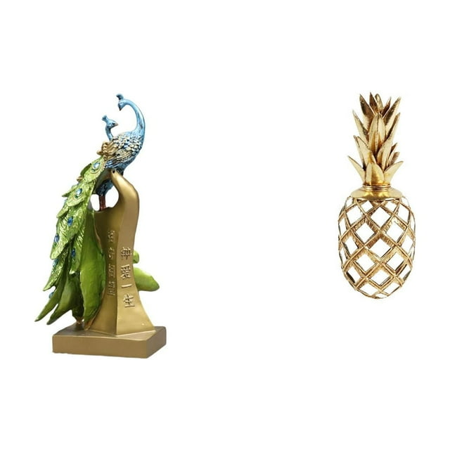 Figura de para escritorio, estatua de resina, escultura, estante, adorno dorado, animal decorativo, artesanía de mesa, artística, resistente