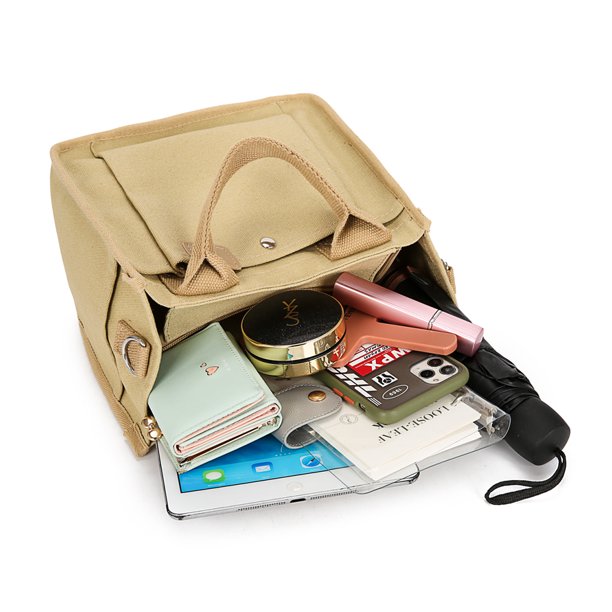 Bolsa informal de lona con correa ajustable para el hombro, de mano para mujer, bandolera (caqui) Likrtyny Para Estrenar