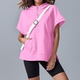 thumbnail image 5 of XMHJSMD Womens Oversized Half Zip Hoodies Short Sleeve Casual Sweatshirts Pullover Tops With Pockets(Pink,Xl), 5 of 5