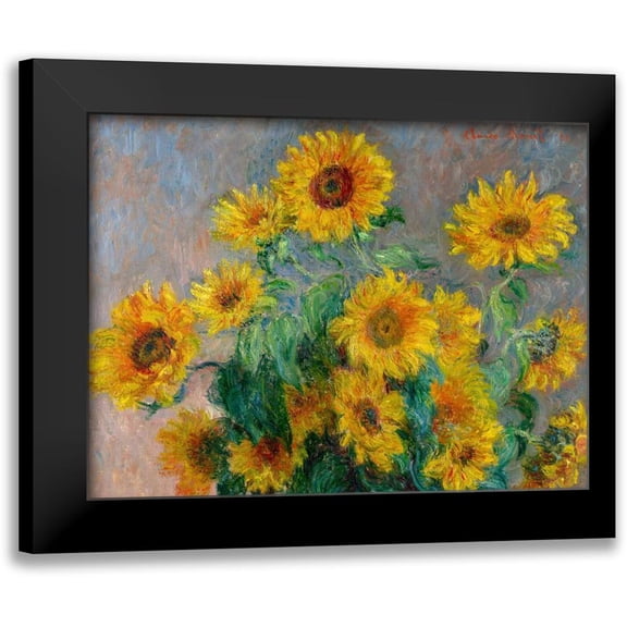Monet, Claude 14x12 Black Modern Framed Museum Art Print Titled - Sunflowers (detail)