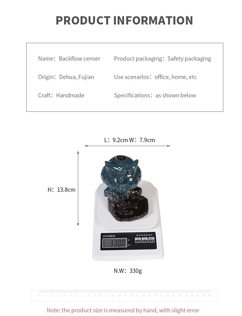 Ceramic Reflux Incense Burner Holder Owl Waterfall Incense Holder