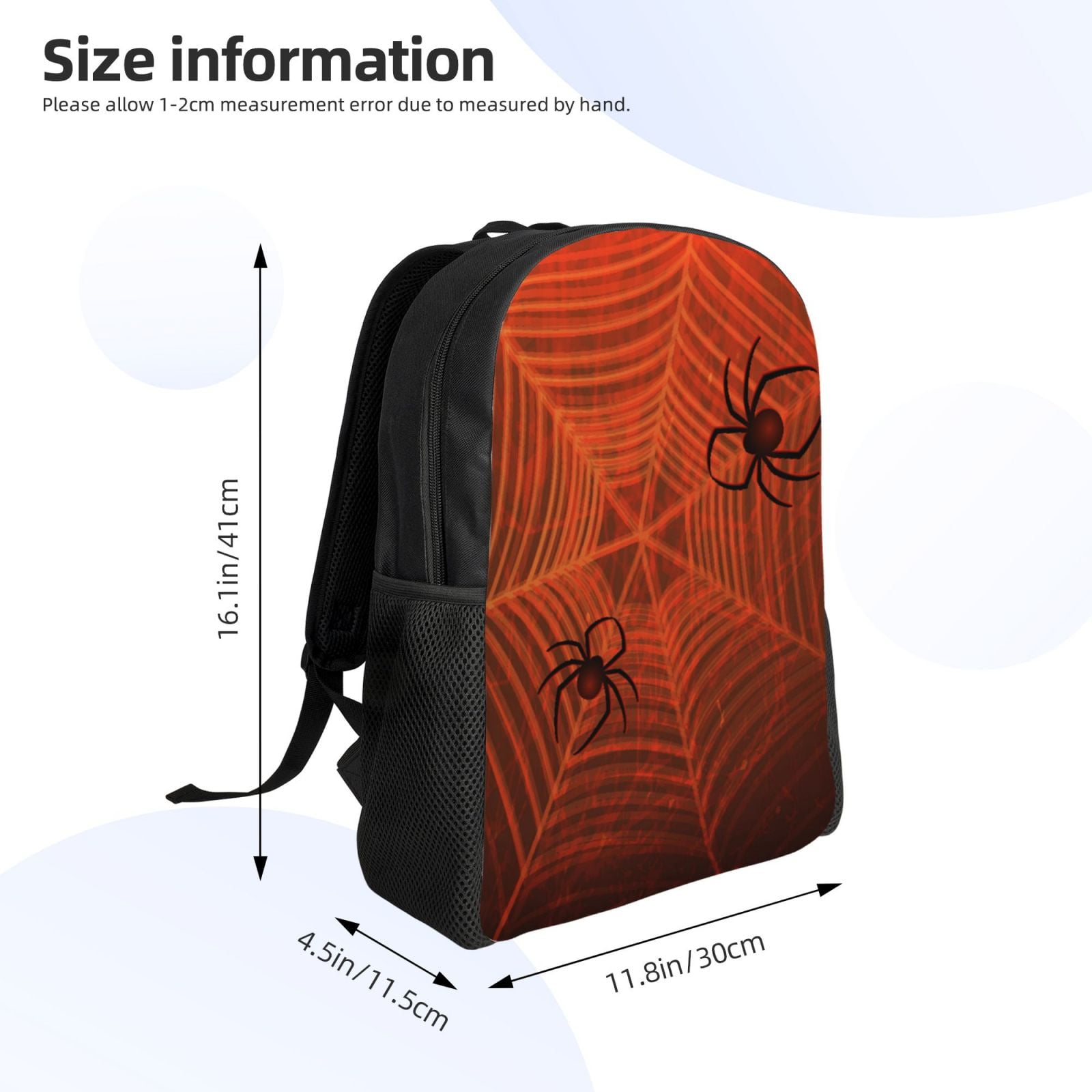 Xecao Spider Web Print School Backpack with Laptop Compartment Small Travel Laptop Backpack for Women Men Waterproof College Backpack Simple School Bag